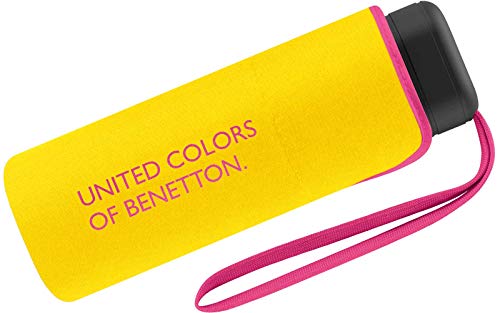 Benetton - Paraguas pequeño plano y ligero (amarillo)