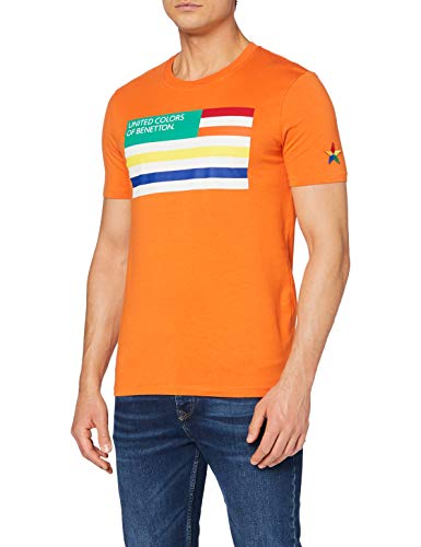 Benetton T-Shirt Jersey, Naranja (Harvest Pumpkin 1c0), Small para Hombre