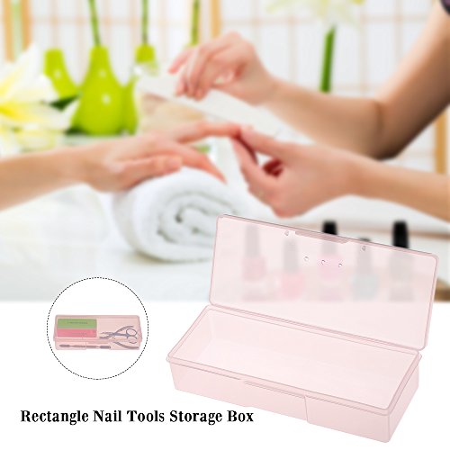 Benkeg Nail Storage Box - Rectángulo Nail Storage Box Estuche Vacío de Plástico Para Pinzas S Nails Brush Cuticle Pusher Nail Art Tool