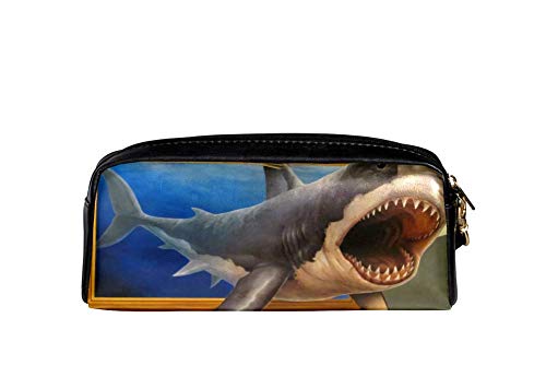 Bennigiry Rugido de tiburón Estuche para lápices de gran capacidad con ojo de estuche para bolígrafos para niños y estudiantes, bolsa para viajes, escuela, pequeña bolsa de cosméticos