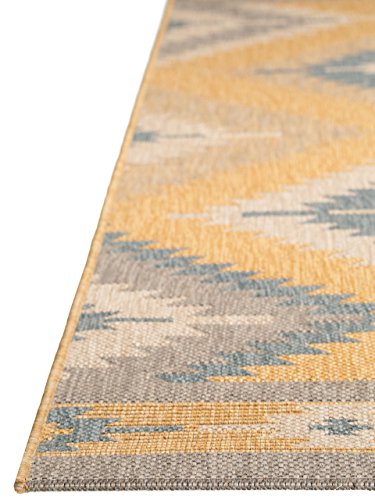 benuta Pflegeleichter Teppich geeignet für Innen Außenbreich, Balkon und Terrasse Alfombra, Fibra sintética, Amarillo, 140 x 200 cm