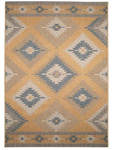 benuta Pflegeleichter Teppich geeignet für Innen Außenbreich, Balkon und Terrasse Alfombra, Fibra sintética, Amarillo, 140 x 200 cm