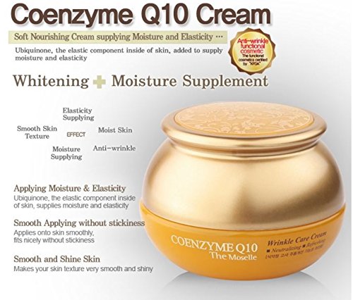 Bergamo Korean Natural Altamente Refind Coenzima Q10 Cuidado de las Arrugas, Hidratante, Neutralizante, Refrescante, Crema facial Restaurar la elasticidad de la piel para todos los tipos de piel, 50 g