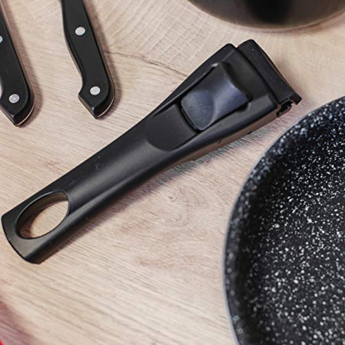 Bergner PK1525 Set 4 Sartenes 20/24/26/28 con 2 Mangos Click&Cook, Aluminio Prensado, Aptas para Inducción, Multicolor