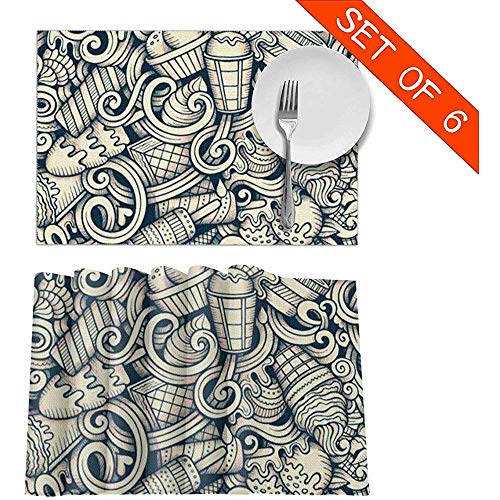 Bert-Collins Placemat Manteles Individuales Mantel de Cocina de Helado Resistente al Calor para Mesa de Comedor Juego de