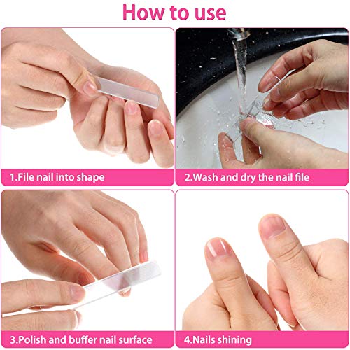 Best Nail File, Crystal Nano Glass Nail Shiner & Nail File Buffer Professional Nail Care Set Manicure Nail Files Block - Limas de uñas para bebé (3 unidades)
