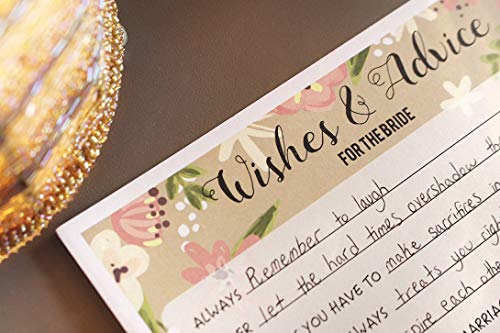 Best Paper Greetings Consejo de la Boda y Buenos Deseos para la Ducha Nupcial - 50 acta del Partido Floral de la Boda Tarjetas, 50 Tarjetas de la Vendimia Incluido, 5 x 7 Pulgadas, Rosa