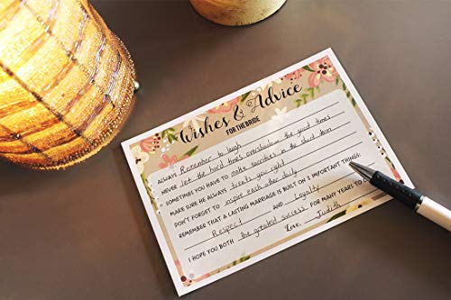 Best Paper Greetings Consejo de la Boda y Buenos Deseos para la Ducha Nupcial - 50 acta del Partido Floral de la Boda Tarjetas, 50 Tarjetas de la Vendimia Incluido, 5 x 7 Pulgadas, Rosa