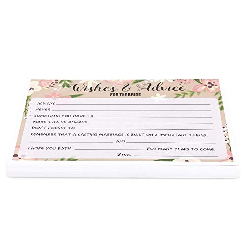 Best Paper Greetings Consejo de la Boda y Buenos Deseos para la Ducha Nupcial - 50 acta del Partido Floral de la Boda Tarjetas, 50 Tarjetas de la Vendimia Incluido, 5 x 7 Pulgadas, Rosa