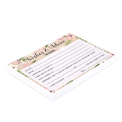 Best Paper Greetings Consejo de la Boda y Buenos Deseos para la Ducha Nupcial - 50 acta del Partido Floral de la Boda Tarjetas, 50 Tarjetas de la Vendimia Incluido, 5 x 7 Pulgadas, Rosa