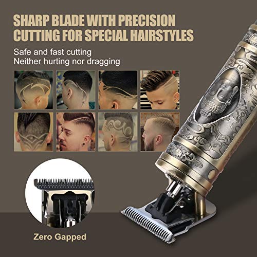 BESTBOMG Cortapelos Definición Recortadora Eléctrica para Hombres, Máquina Cortapelo, con Carga USB, 4 peines guía, 0 mm Recortadora de Cabello para Hombres