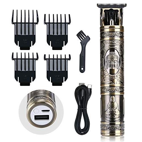 BESTBOMG Cortapelos Definición Recortadora Eléctrica para Hombres, Máquina Cortapelo, con Carga USB, 4 peines guía, 0 mm Recortadora de Cabello para Hombres