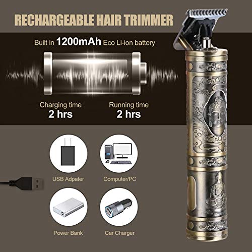 BESTBOMG Cortapelos Definición Recortadora Eléctrica para Hombres, Máquina Cortapelo, con Carga USB, 4 peines guía, 0 mm Recortadora de Cabello para Hombres