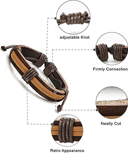 Besteel 10Piezas Pulsera Cuero para Hombre Mujer Pareja Brazalete Trenzado Plusera Cordón, Ajustable