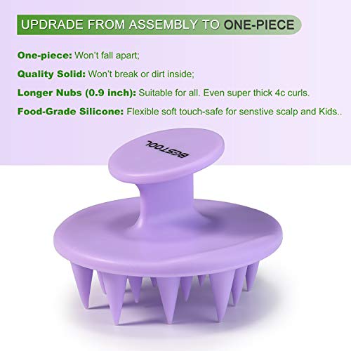 BESTOOL Cepillo para champú con masajeador de cuero cabelludo y cerda de silicona suave, exfoliante para depurador de cuero cabelludo para hombres y mujeres (Púrpura)