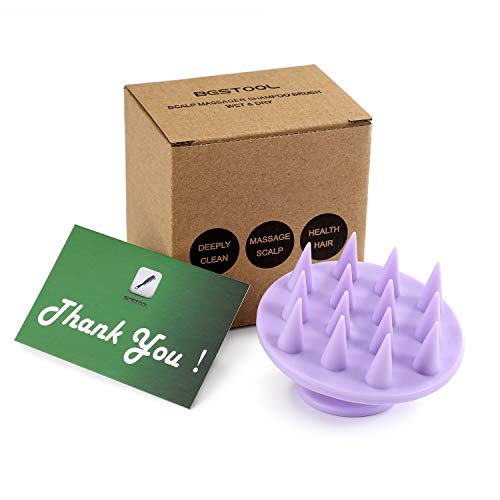 BESTOOL Cepillo para champú con masajeador de cuero cabelludo y cerda de silicona suave, exfoliante para depurador de cuero cabelludo para hombres y mujeres (Púrpura)