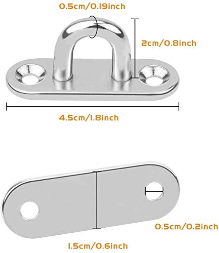 BESTZY 8 Piezas Acero Inoxidable Oblong Pad Placa de Ojo Anillo de Grapa Gancho de Bucle Diseño en Forma de U Tornillos Montaje Gancho de Suspensión