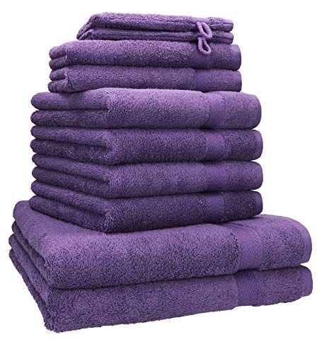 Betz Juego de 10 Piezas de Toallas Premium 100% algodón 2 Toallas de baño 4 Toallas de Mano 2 Toallas Invitados 2 Manoplas de baño Color Morado
