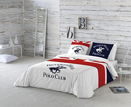 Beverly Hills Polo Club Madison Funda nórdica, Blanco, Rojo, Azul Marino, Cama 150