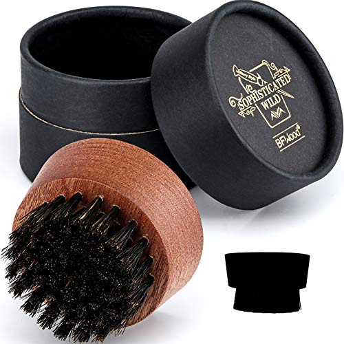 BFWood Cepillo de Barba Redondo – Cerdas de Jabalí Naturales