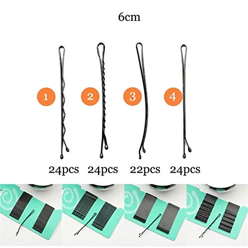 BGDRR Clips de 6 cm de Pelo for el Clip del Pelo Pin Plano/Ondulado/Curvo de Las Horquillas de pasadores for Muchachas de Las Mujeres Accesorios de peluquería Negro (Color : 1)