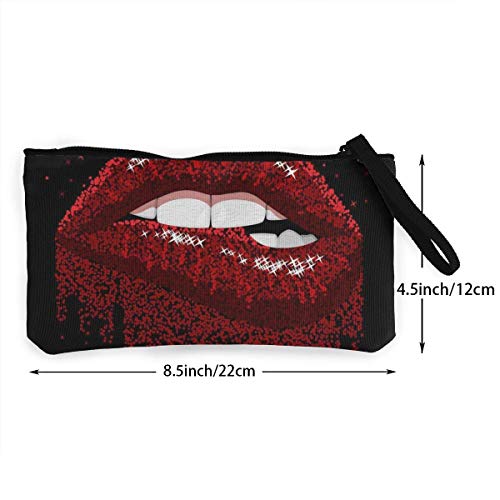 BHGYT Flow Abstract Red Open Boca Color Desire Labios bit Candy Cosmético Pasión Dental Mujeres Niñas Hombre Moneda Cambio Monedero Monedero Bolsa Cremallera Maquillaje Bolsa para teléfono móvil