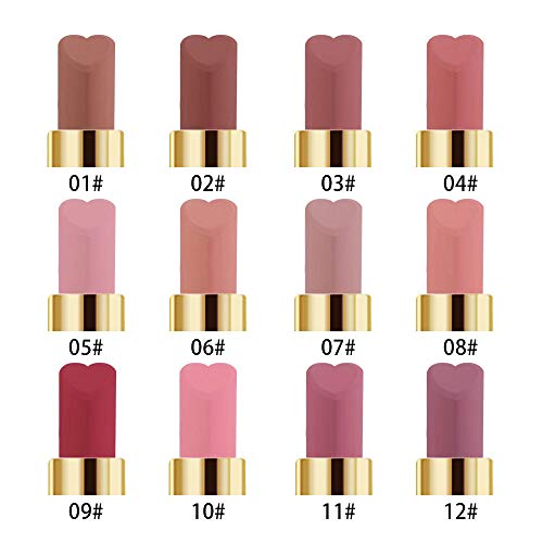 BHUJYG Lápiz Labial, Mate Larga duración en Forma de corazón Copa Antiadherente Barra de Labios de Color Rosa Grano de Pomelo Rojo del lápiz Labial del Maquillaje cosmético,05