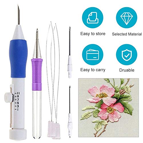 BianchiPatricia Magic Embroidery Pen Punch Needles Set DIY Sewing Tools with Storage Box
