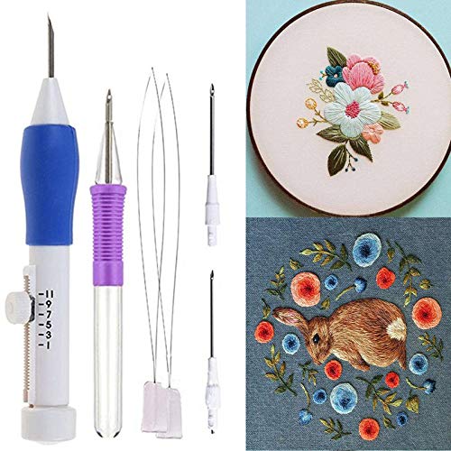 BianchiPatricia Magic Embroidery Pen Punch Needles Set DIY Sewing Tools with Storage Box
