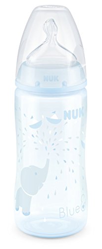 Biberón Nuk 10216210 para bebé First Choice Plus, tetina ergonómica, 300 ml, 0 – 6 meses, 1 unidad azul azul
