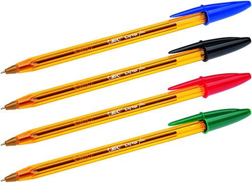 BIC Cristal Original Fine - Bolígrafos punta fina (0.8 mm), Blíster de 4 unidades, Colores Surtidos