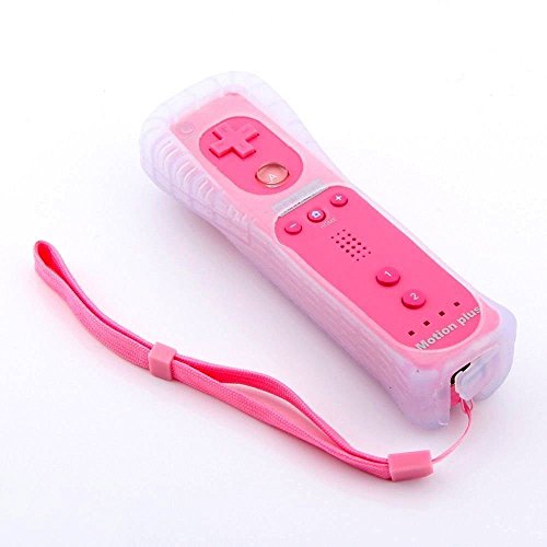 BIGFOX 2 en 1 Mando Plus con Motion Plus y Nunchunk para Nintendo Wii / Wii U (Opcional a Seis Colores) y Funda de Silicona - Rosa