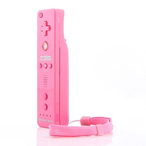 BIGFOX 2 en 1 Mando Plus con Motion Plus y Nunchunk para Nintendo Wii / Wii U (Opcional a Seis Colores) y Funda de Silicona - Rosa
