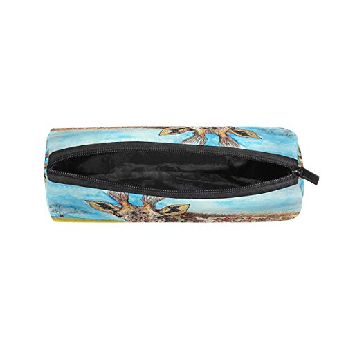 BIGJOKE Estuche para lápices de jirafa con cremallera, organizador de brochas de maquillaje para niñas y niños, para la escuela, estudiantes, papelería, oficina, suministros