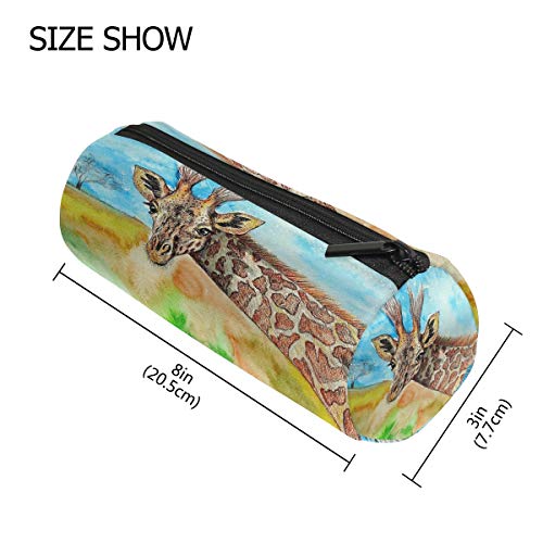 BIGJOKE Estuche para lápices de jirafa con cremallera, organizador de brochas de maquillaje para niñas y niños, para la escuela, estudiantes, papelería, oficina, suministros