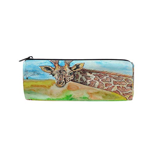 BIGJOKE Estuche para lápices de jirafa con cremallera, organizador de brochas de maquillaje para niñas y niños, para la escuela, estudiantes, papelería, oficina, suministros