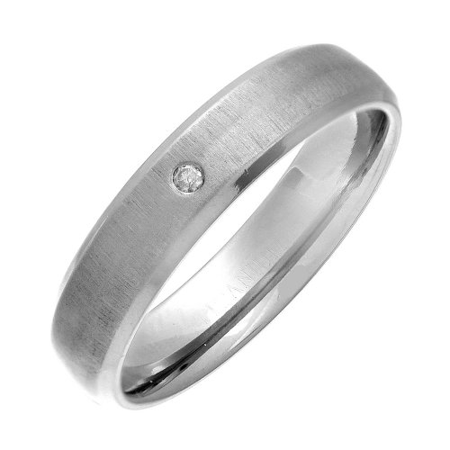 Bijoux pour tous - Anillo de hombre de titanio con 1 diamante (talla: 25.5)