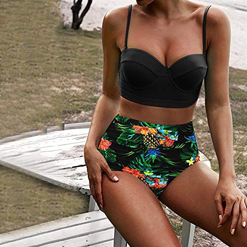 Bikini Mujer Push Up 2019 Bikinis de Cintura Alta Sexy Traje de Baño de Dos Piezas Retro de Playa Bohemia Acolchado Bañador vikinis brasileño Conjunto Tallas Grandes Biquini Ropa