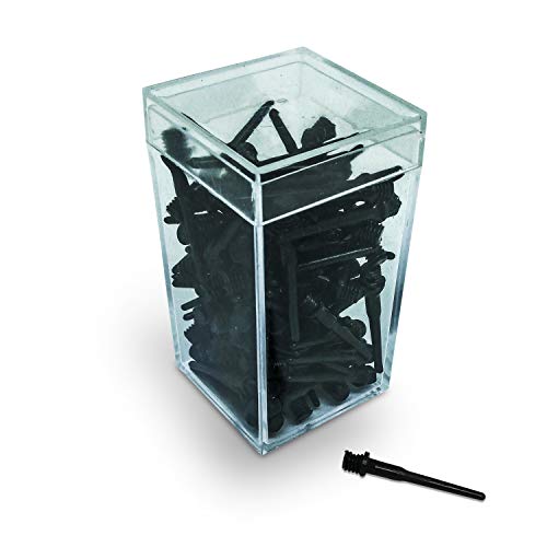 BILLARES Y DARDOS CAMARA Caja de 100 Puntas de Dardos de plástico Resistentes Colores para Diana electrónica, Rosca 2ba Apta para Dardos domésticos y Dardos Profesionales. (Negro)
