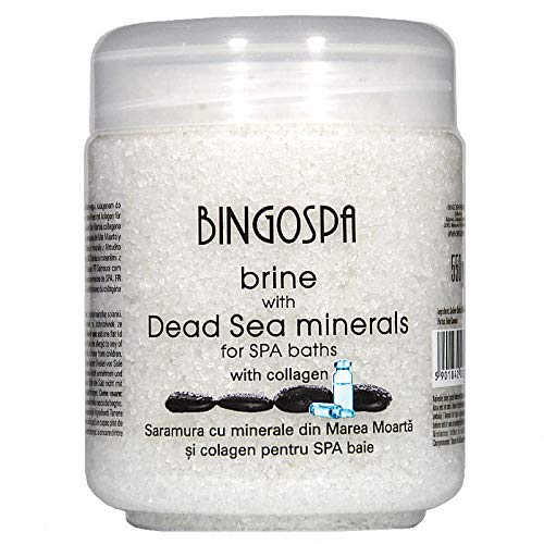 bingospa aditivos de baño Sole con minerales de la mar muerto con Colágeno: piel Regeneración, acné, celulitis, Dilatación, los problemas, piel grietas problema, pelo problemas – 550 g