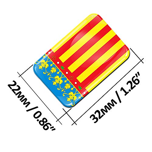 Biomar Labs® 2 x 3D Gel Pegatinas Siliconas Comunidad de España Bandera Valenciana Español Stickers Valencia Community Spain Flag Adhesivos Auto Coche Moto Bicicleta Ordenador F 89