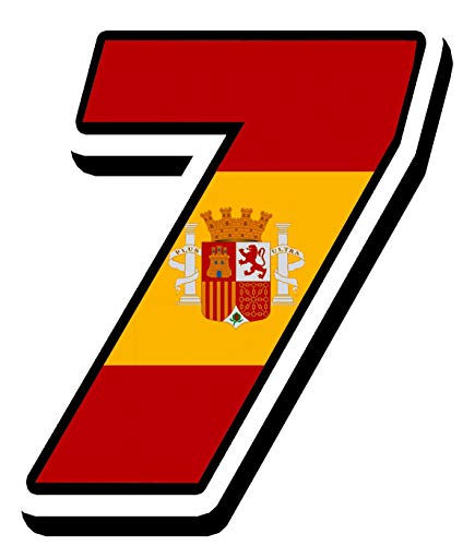 Biomar Labs® Número 7 Bandera Nacional España Spain Calavera Vinilo Adhesivo Pegatina Coche Auto Motocross Moto Sport Start Racing Tuning N 287