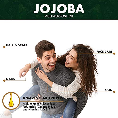 BIONOBLE ACEITE DE JOJOBA PURO 100% Orgánico y Prensado en Frío | Bomba, Botella de Vidrio | Cara, Cuerpo, Pelo, Cabello y Uñas | Aceite de Masaje | Jojoba Oil (250 ml)