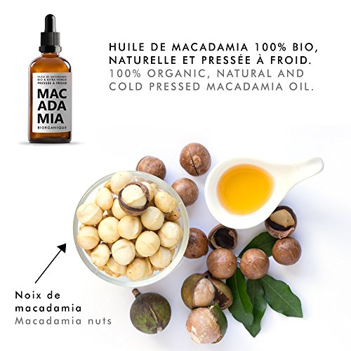 Biorganique - Aceite de macadamia 100% orgánico, puro y natural, para masaje y cuidado de cuerpo/piel, 100 ml