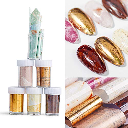 BISHENG 10 Color Nail Foil Transfer Sticker, Holographic Starry Sky Metallic Nail Art Stickers Tips Wraps Foil Transfer Adhesive Glitters Acrylic DIY Nail Decoration