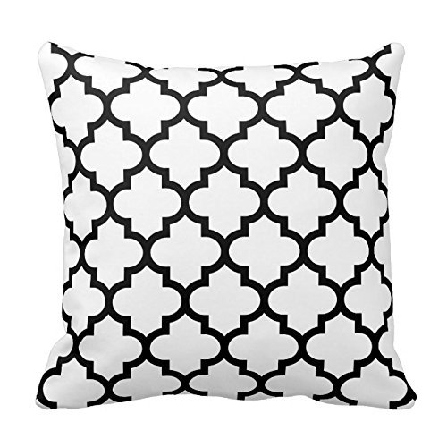 Black and White Quatrefoil Pattern Pillow Pillow Cover Cushion Case 18X18 Inch