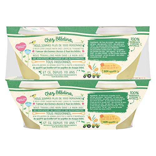 Blédina 12 bols Idées de Maman (3 Lots de 4) dès 8 Mois : 6 Petits Légumes Saumon du Pacifique / 6 Courgettes Petites Pâtes Merlu Blanc