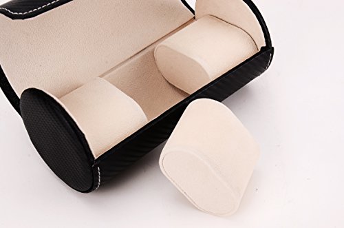 Blenheim London® Estuche Cilíndrico para Relojes, Caja de Fibra de Carbono con Espacio para 3 Relojes. Ideal para Viajes. Color Negro.