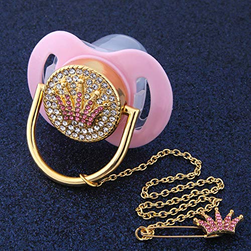 Bling Baby Chupete Shiny Crystal Pink Crown Chupete Safe Baby Gift Silicona Nipple Night Chupetes