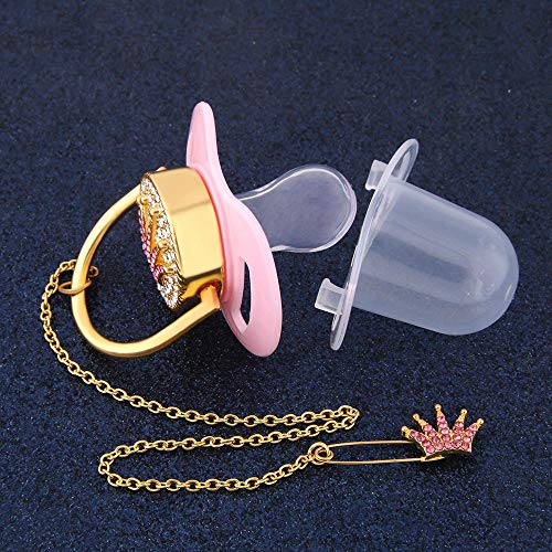 Bling Baby Chupete Shiny Crystal Pink Crown Chupete Safe Baby Gift Silicona Nipple Night Chupetes